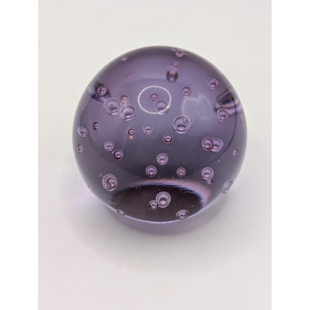 Vintage Hand Blown Controlled Bubble Glass Paperweight Orb Art Glass Sphere